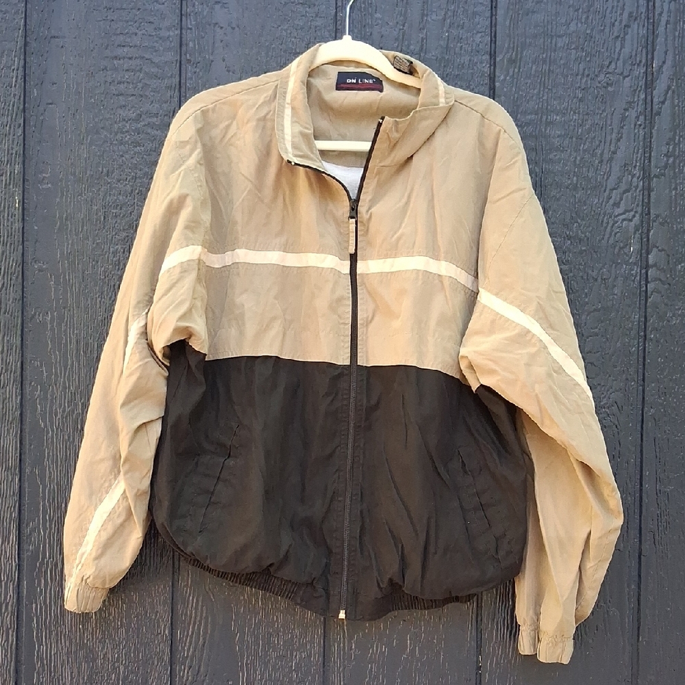 on Line L Two-Tone Beige and Black Windbreaker Jacket